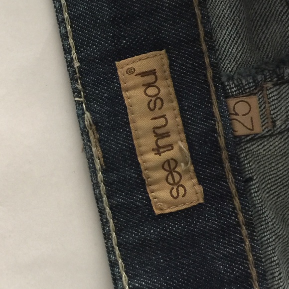 See Thru Soul Dark Wash Denim Shorts - Picture 2 of 2